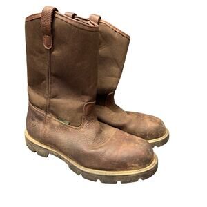 Georgia Boots Wellington Mens 10 M Waterproof Steel Toe Leather Utility Brown
